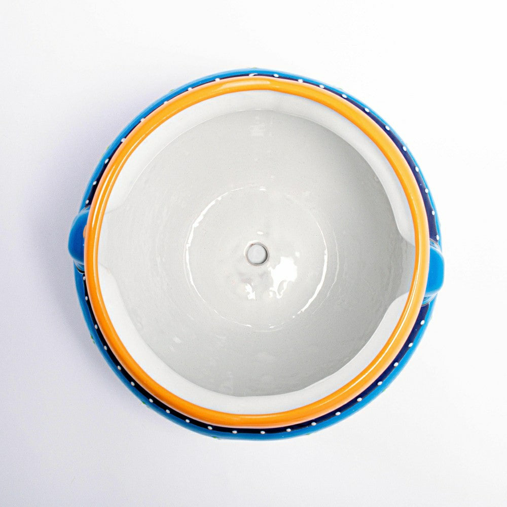 Plow & Hearth 12" Striped Blue Talavera Chata