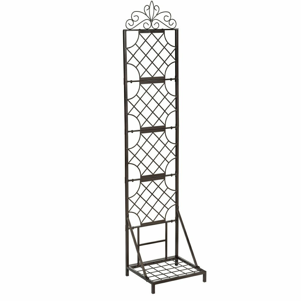 Plow & Hearth Grid Metal Lattice Trellis with Planter Stand