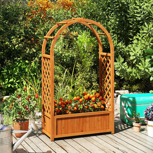 Plow & Hearth Raised Garden Bed with Lattice Trellis