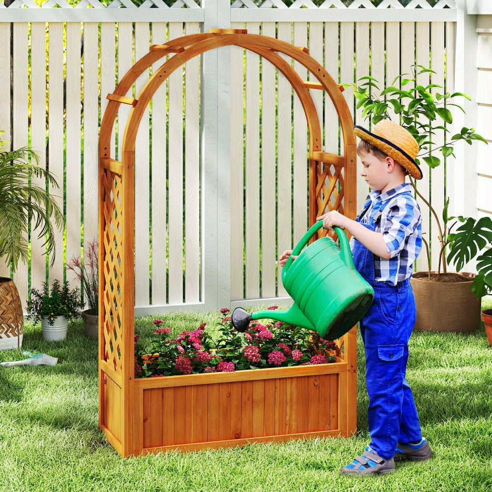 Plow & Hearth Raised Garden Bed with Lattice Trellis