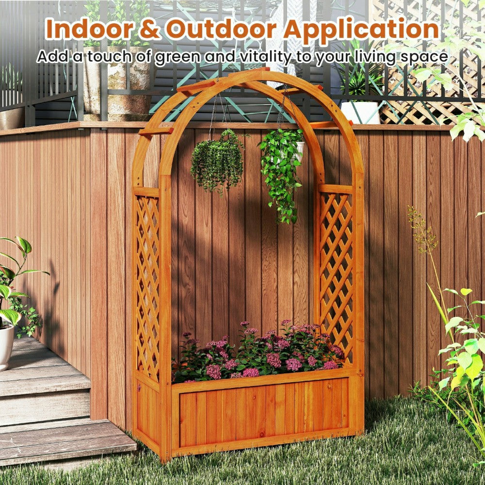 Plow & Hearth Raised Garden Bed with Lattice Trellis