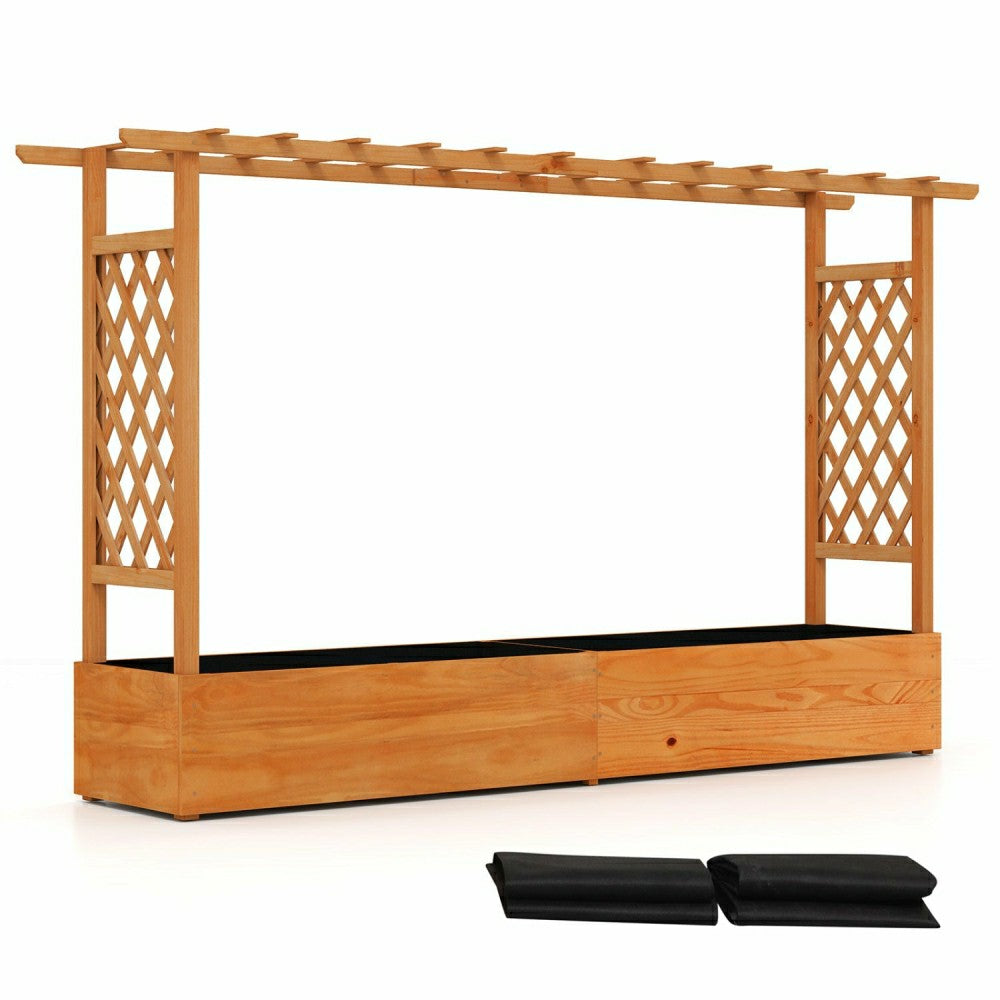Plow & Hearth Raised Garden Bed Planter Box with Lattice Trellis