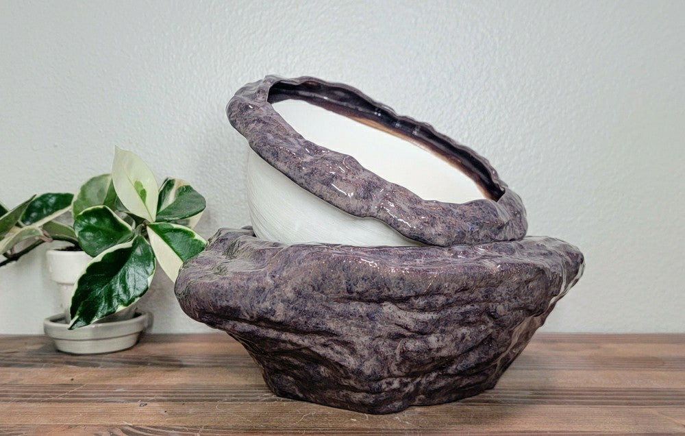 Plow & Hearth Large Natural Stone Self Watering / African Violet Pot