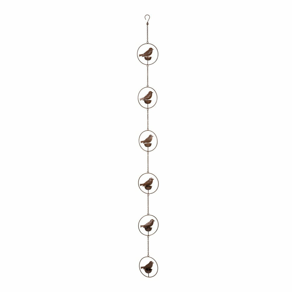 Plow & Hearth Cottage Garden Rain Chain, Metal, Bronze Bird, 72"