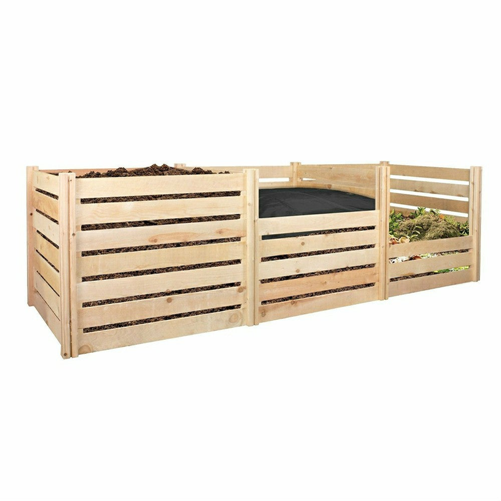 Plow & Hearth Outdoor 174-Gallon Wooden Compost Bin made from Eco-Friendly Cedar Woo