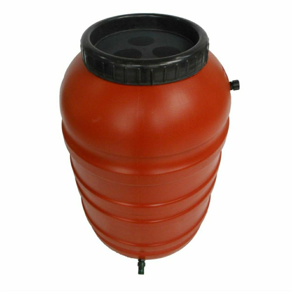 Plow & Hearth Terra Cotta Red HDPE Plastic 55-Gallon Rain Barrel with Spigot