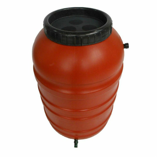 Plow & Hearth Terra Cotta Red HDPE Plastic 55-Gallon Rain Barrel with Spigot