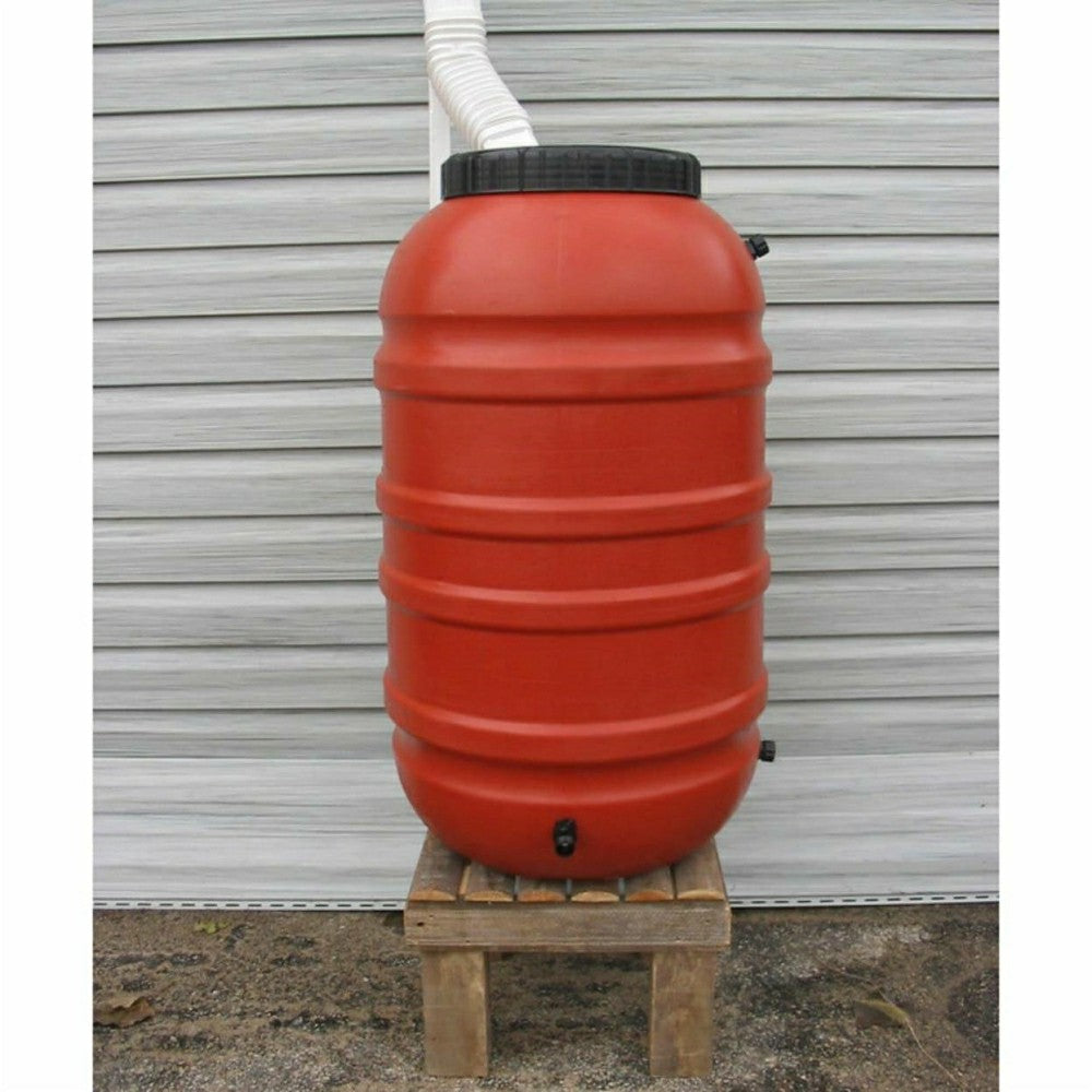 Plow & Hearth Terra Cotta Red HDPE Plastic 55-Gallon Rain Barrel with Spigot