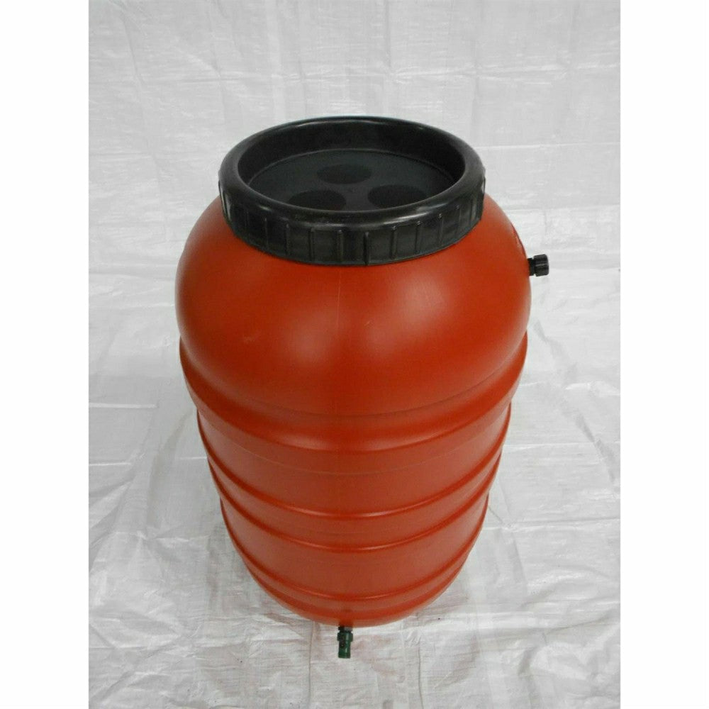 Plow & Hearth Terra Cotta Red HDPE Plastic 55-Gallon Rain Barrel with Spigot