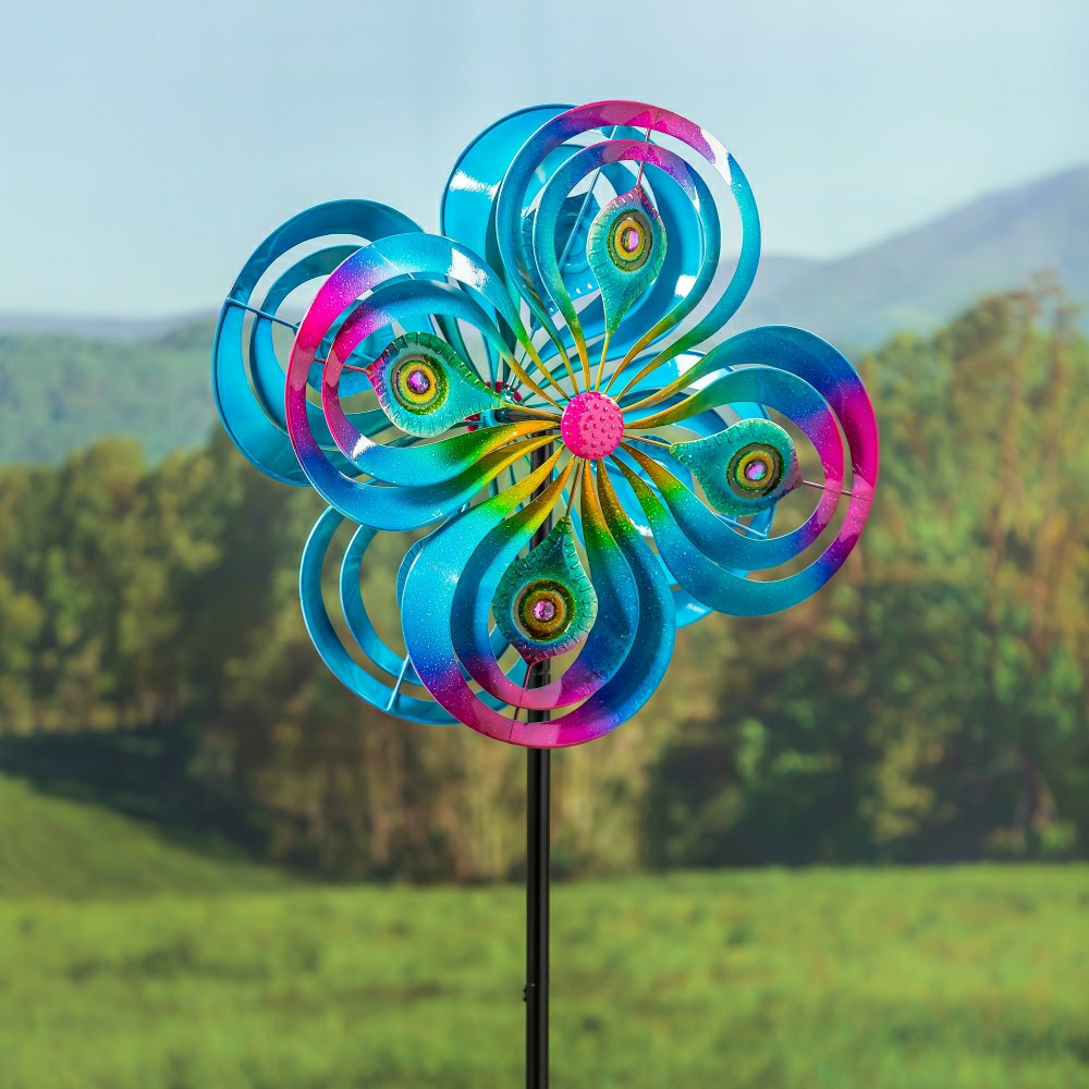 Plow & Hearth Peacock Swirls Wind Spinner