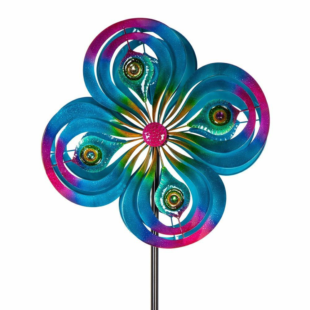 Plow & Hearth Peacock Swirls Wind Spinner
