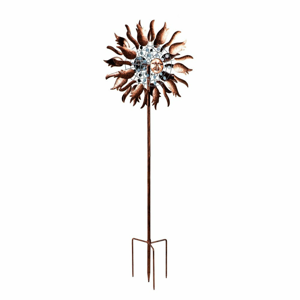 Plow & Hearth Copper Sun Metal Wind Spinner, 75"H