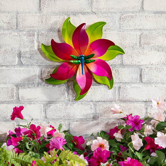 Plow & Hearth Metal Radiant Petals DragonFly Wind Spinner 13"D