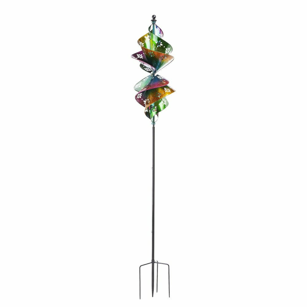 Plow & Hearth 90"H Wind Spinner, Floral Lemniscate