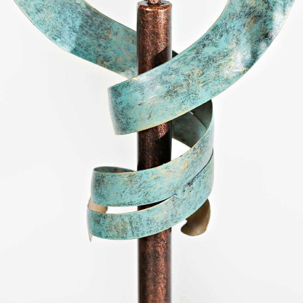 Plow & Hearth 56" Antique Blue Dual Dragon Metal Yard Spinner