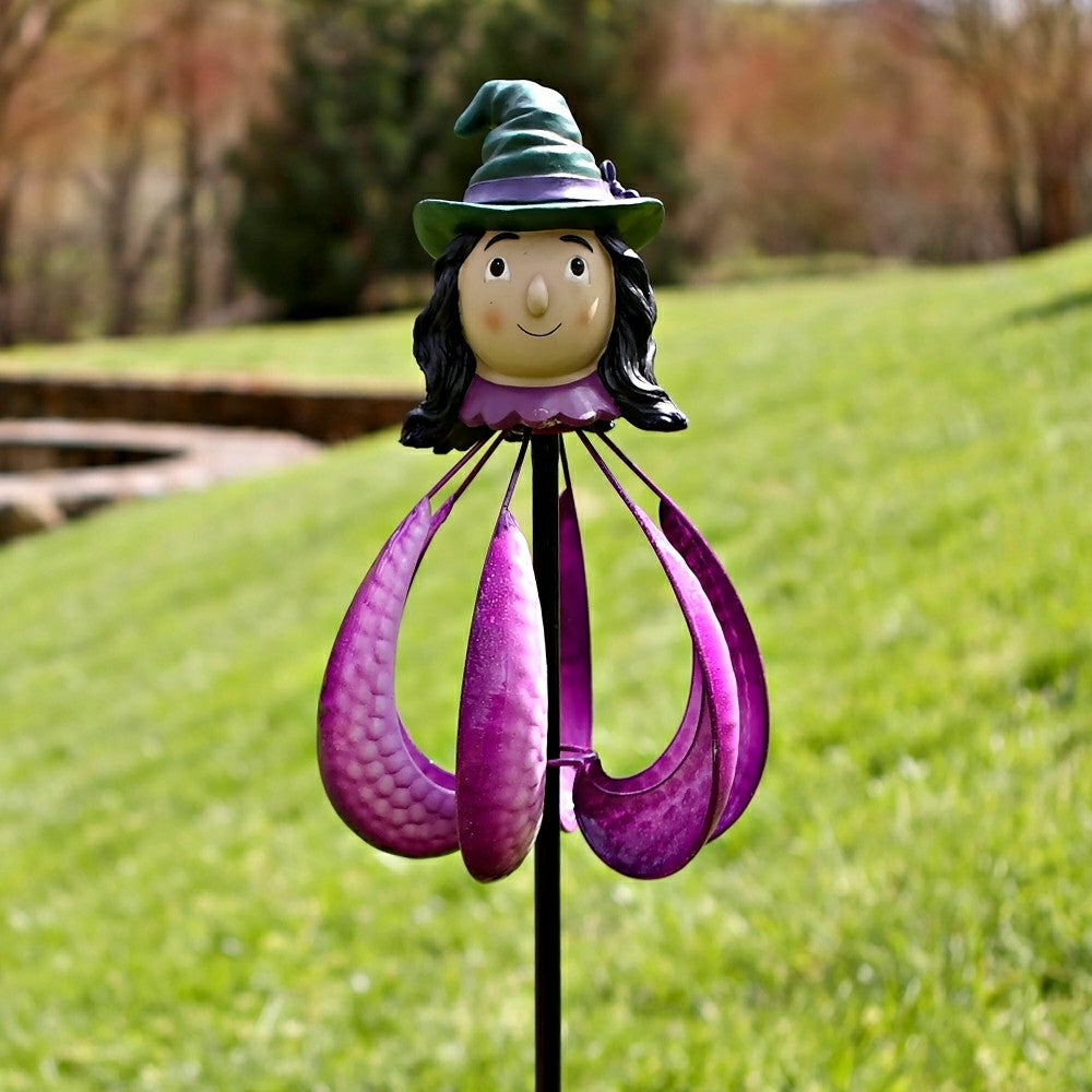 Plow & Hearth Halloween Witch Metal Garden Wind Spinner