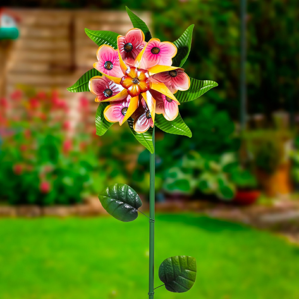Plow & Hearth Bright Blossom Wind Spinner Stake 60"H