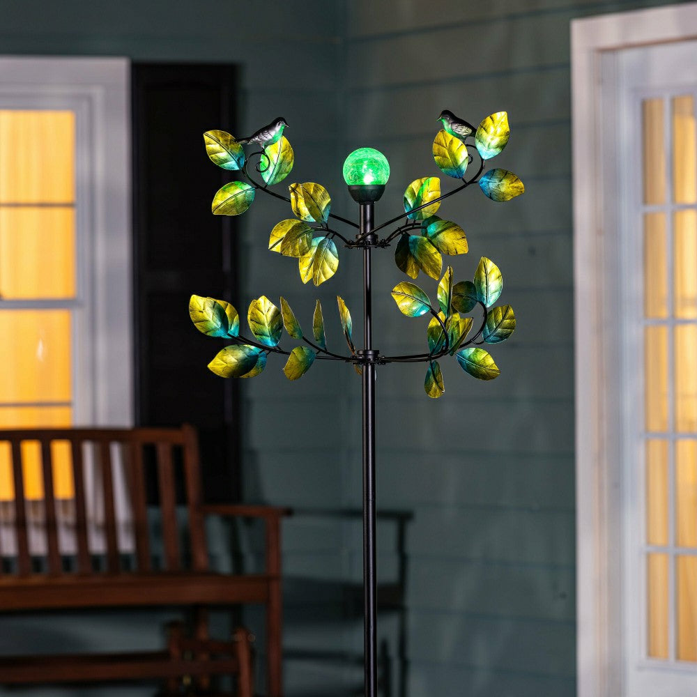 Plow & Hearth Bird and Leaves Solar Wind Spinner 80"H