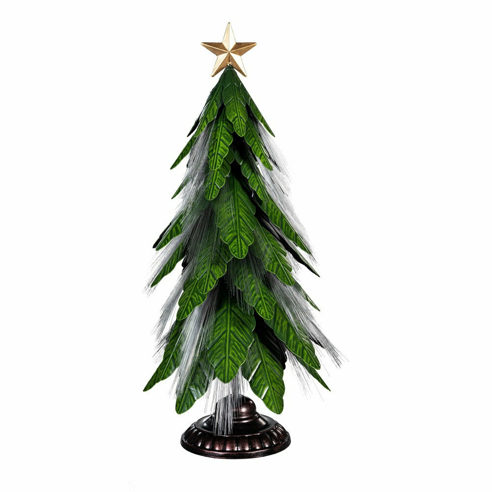 Plow & Hearth Shades of Green Garden Statue, Metal Fiber Optic LED Statue, Evergreen