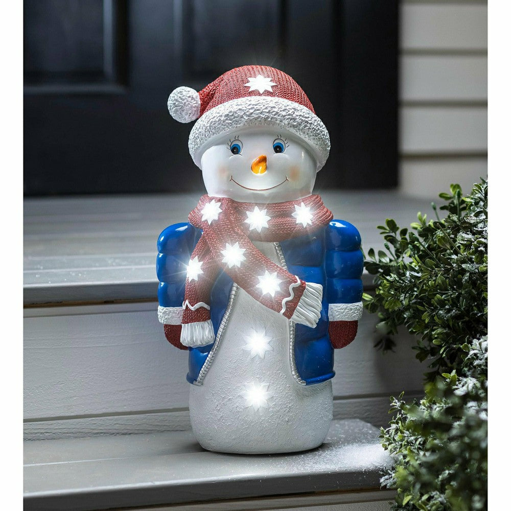 Plow & Hearth Lighted Snowman Shorty Statue