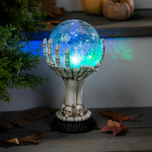Plow & Hearth Haunted House LED Skull Hand Globe Statuary