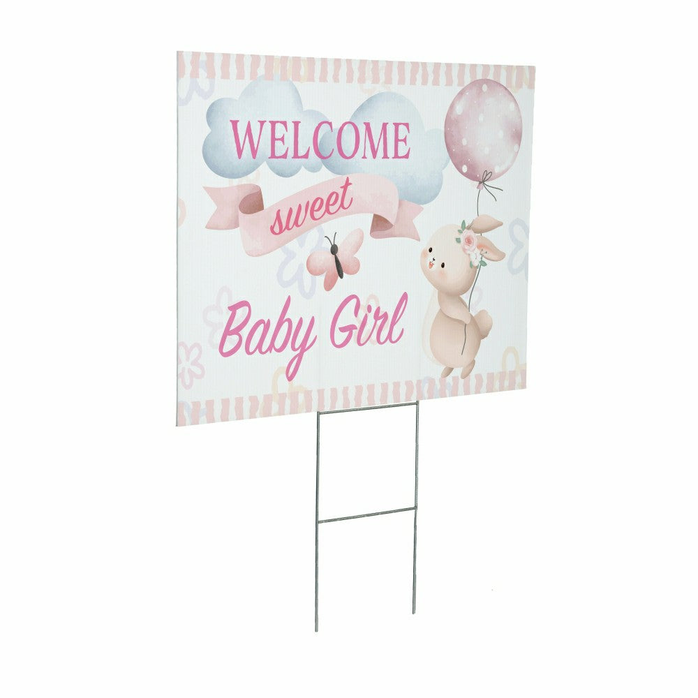 Plow & Hearth Bunny Welcome Baby Girl Yard Sign