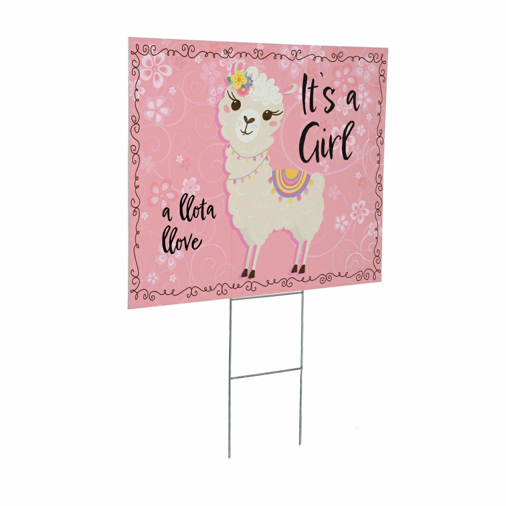 Plow & Hearth It's a Girl Baby Alpaca Yard Sign