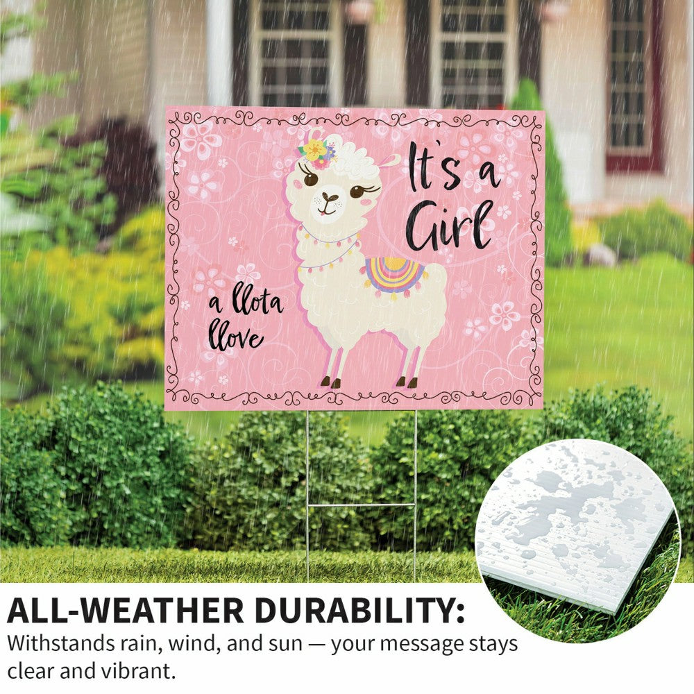 Plow & Hearth It's a Girl Baby Alpaca Yard Sign
