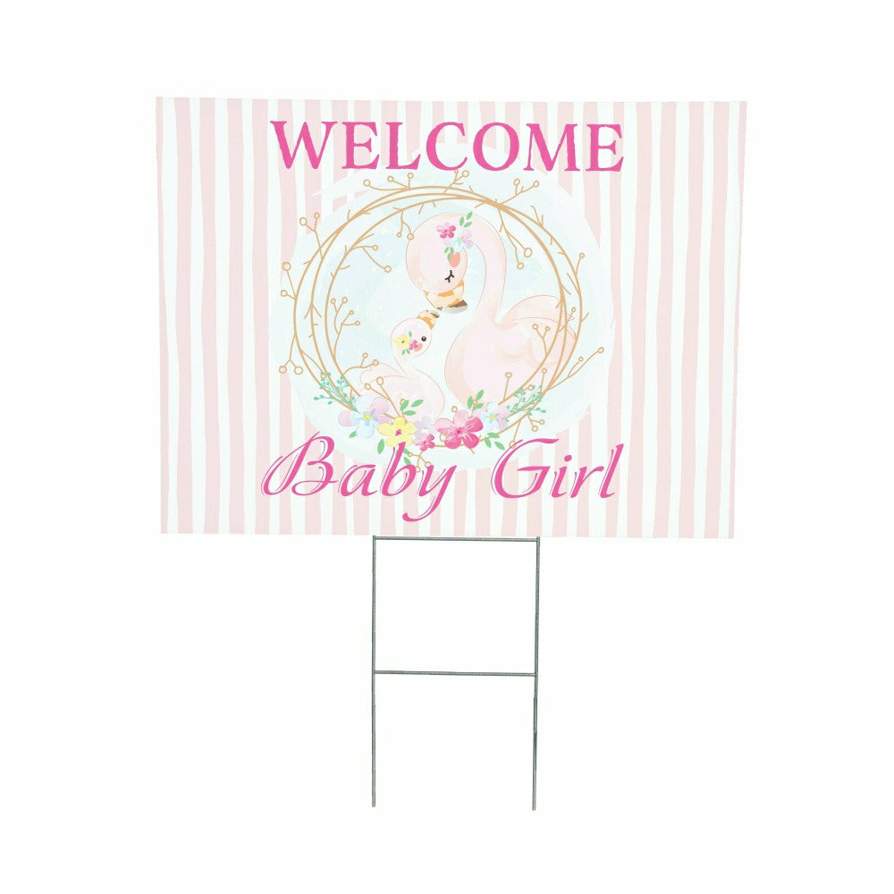Plow & Hearth Flamingo Welcome Baby Girl Yard Sign