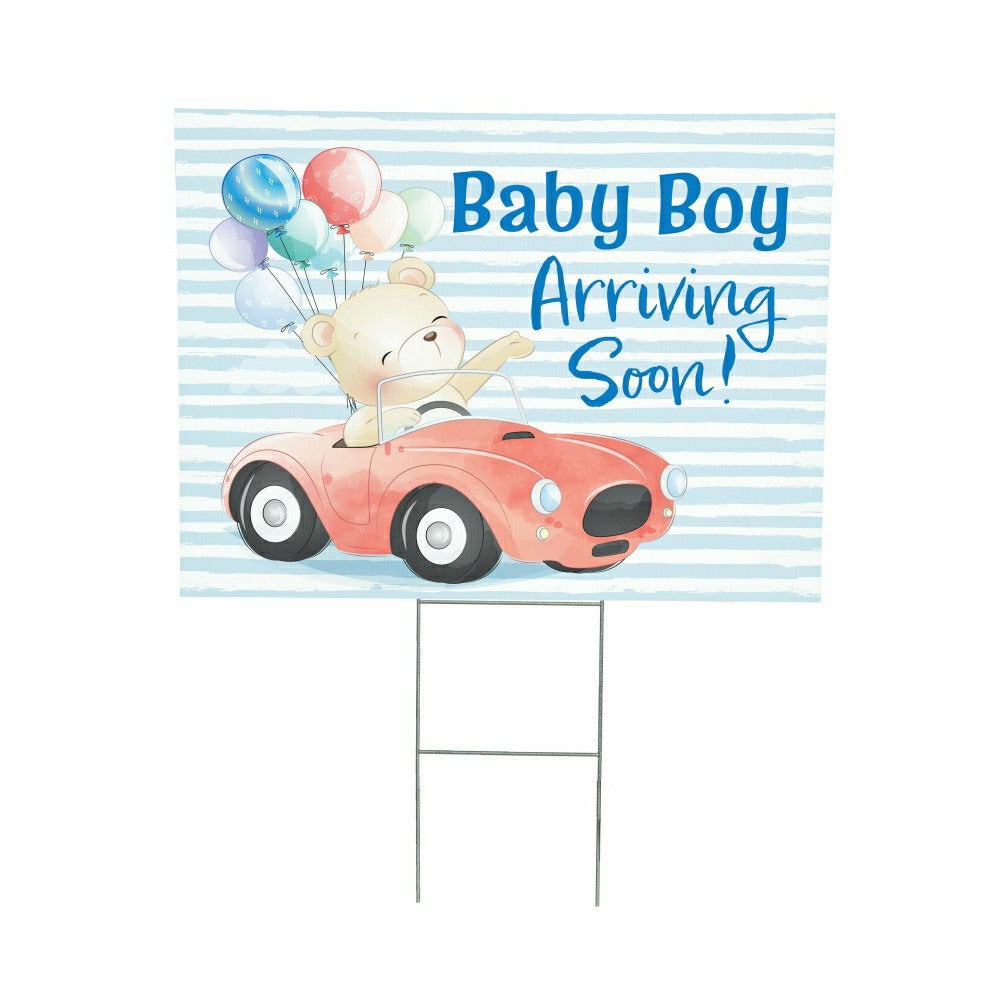 Plow & Hearth Bear Baby Boy Arriving Soon Yard Sign