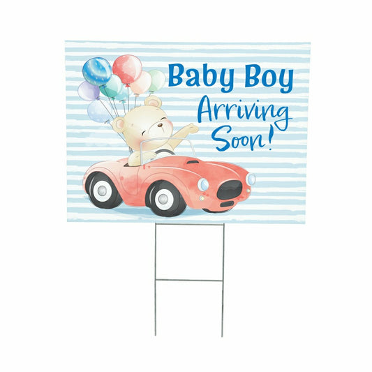 Plow & Hearth Bear Baby Boy Arriving Soon Yard Sign
