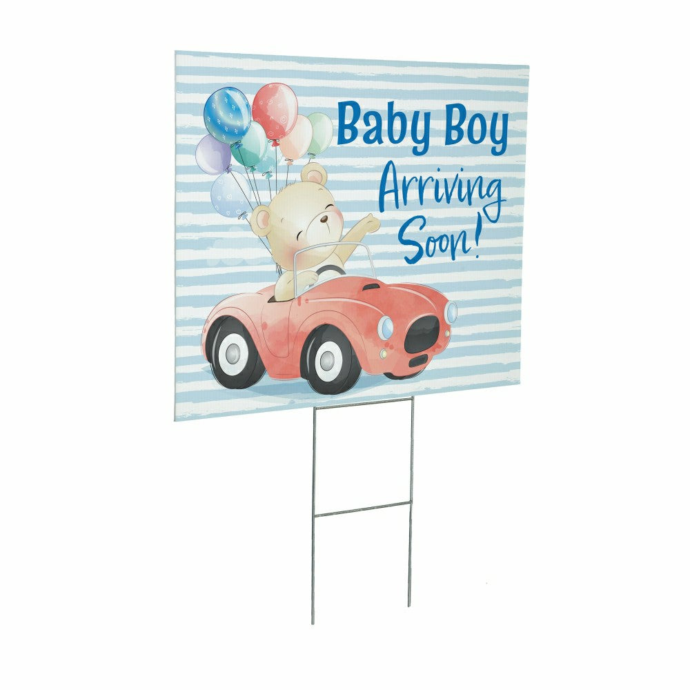 Plow & Hearth Bear Baby Boy Arriving Soon Yard Sign