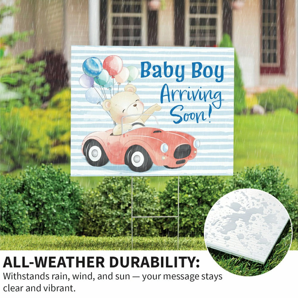 Plow & Hearth Bear Baby Boy Arriving Soon Yard Sign