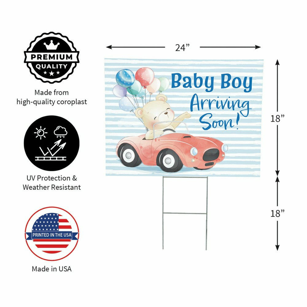 Plow & Hearth Bear Baby Boy Arriving Soon Yard Sign