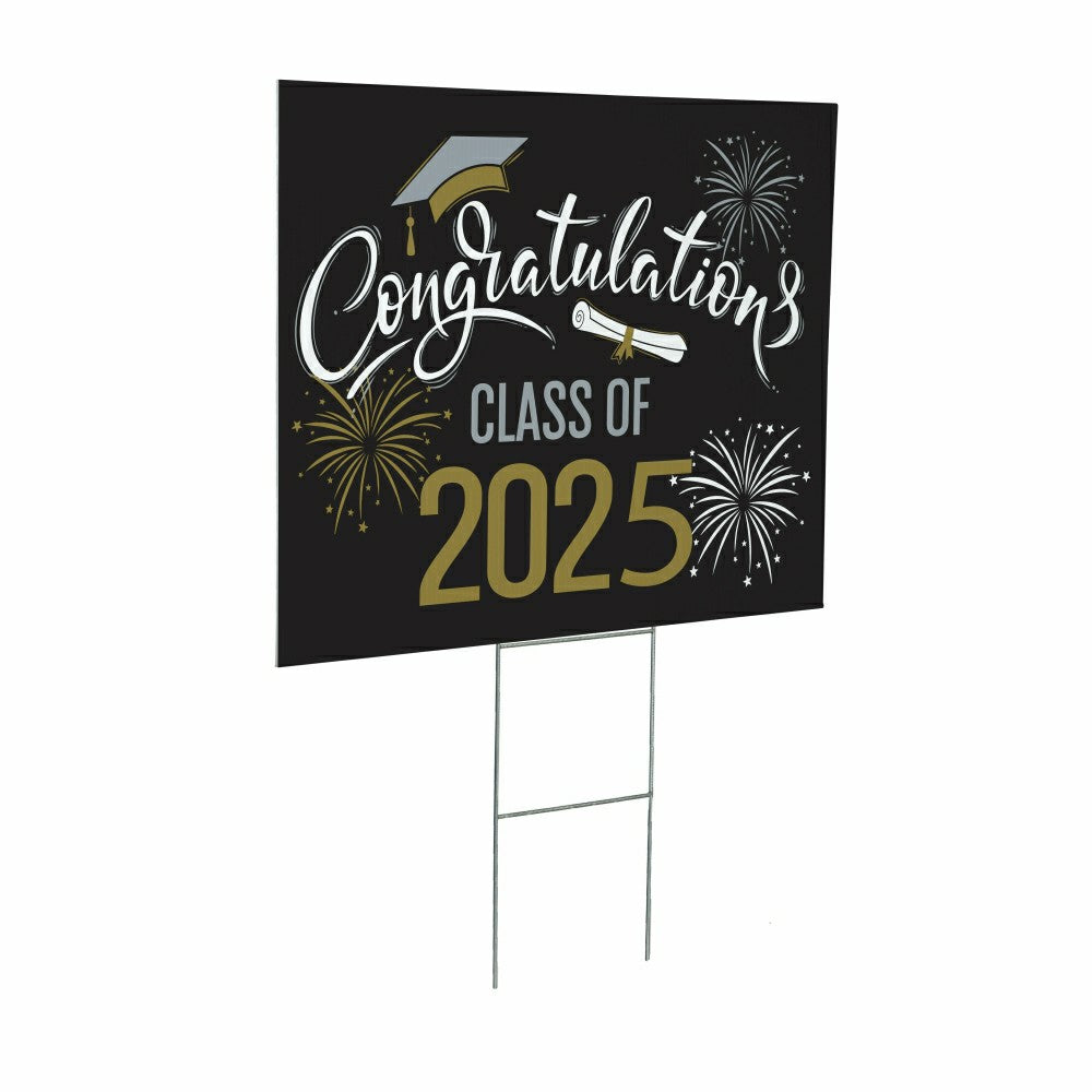Plow & Hearth "Congrats Class of 2025" Graduation Coroplast Yard Sign with H-Stake