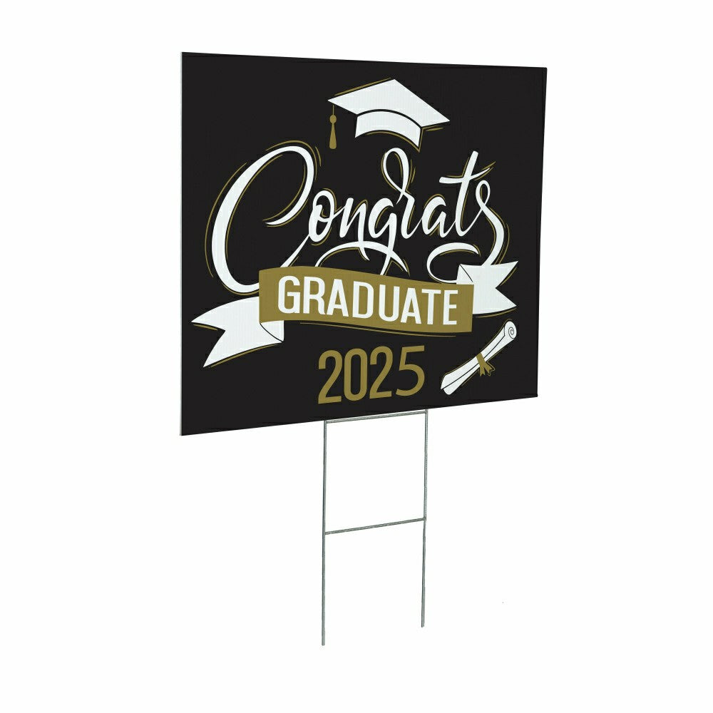 Plow & Hearth Congrats Graduate 2025 Coroplast Yard Sign with H-Stake