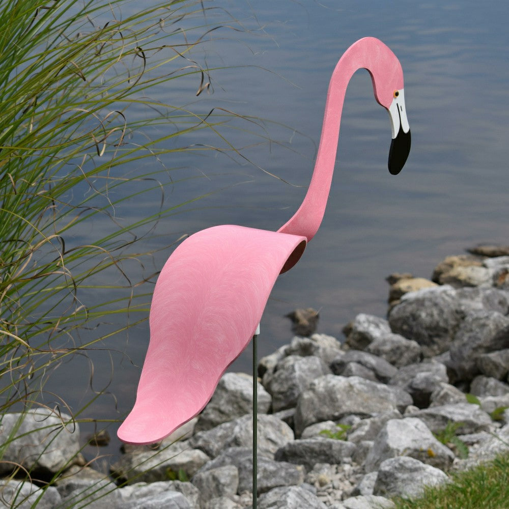 Plow & Hearth Pink Dancing Flamingo Sculpture