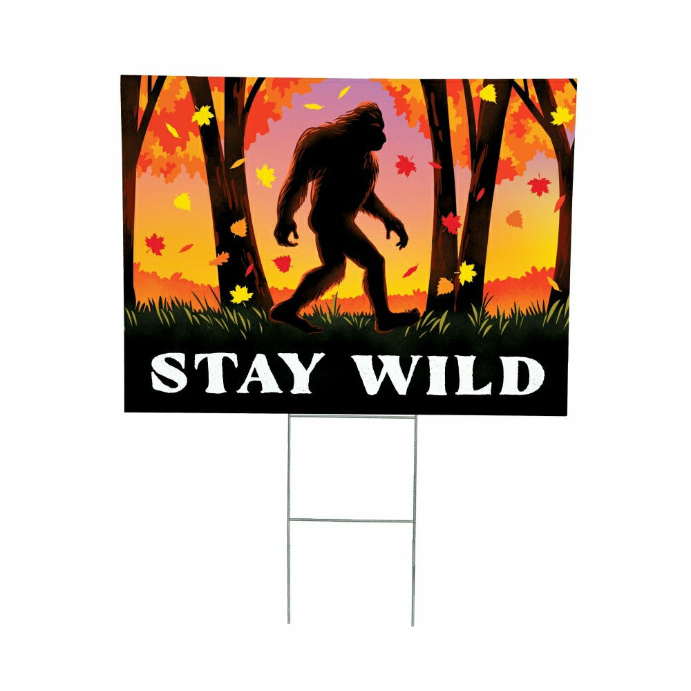 Plow & Hearth Harvest Bigfoot COROPLAST Yard Sign, "STAY WILD", , 24"x18"