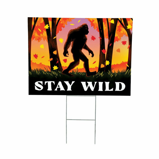 Plow & Hearth Harvest Bigfoot COROPLAST Yard Sign, "STAY WILD", , 24"x18"