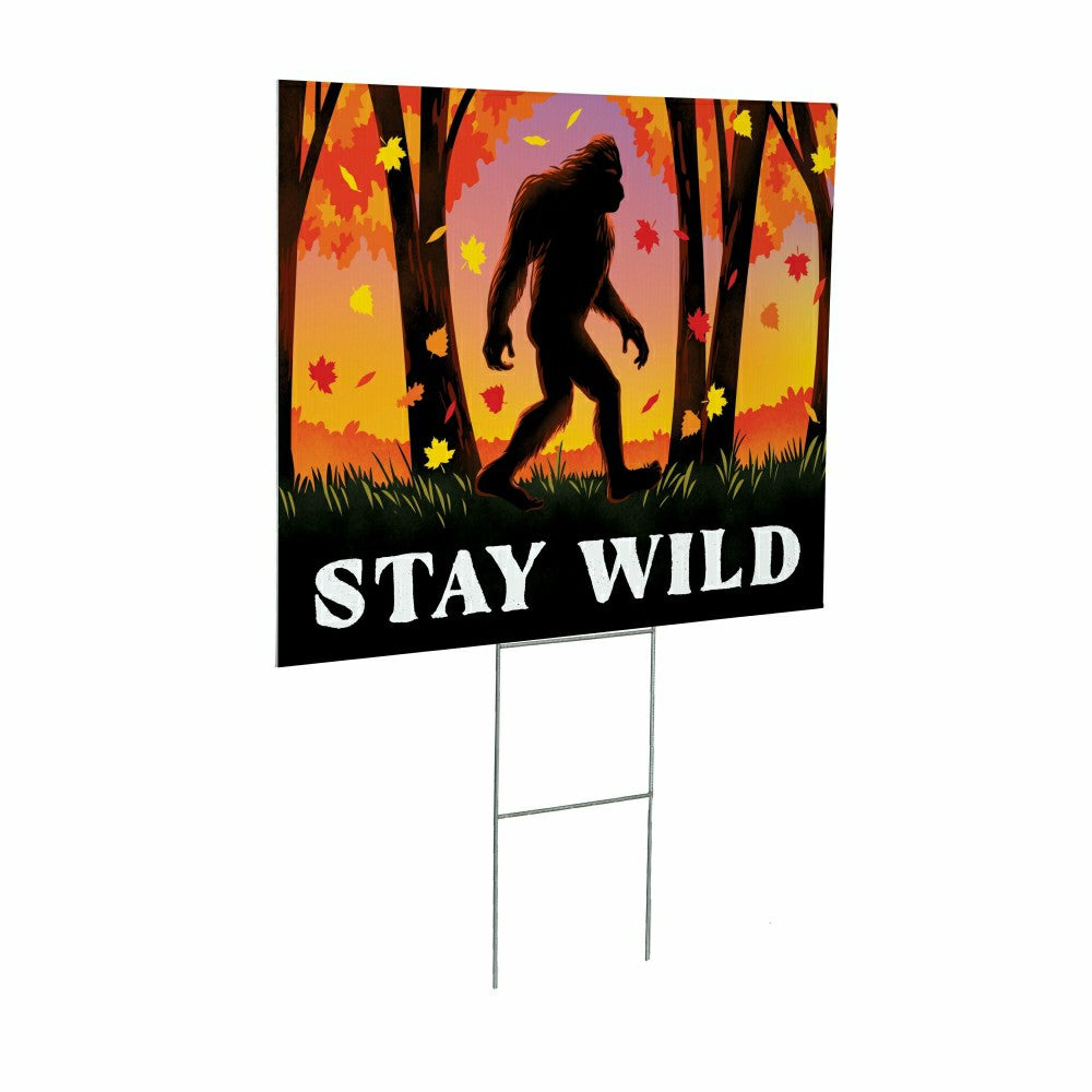 Plow & Hearth Harvest Bigfoot COROPLAST Yard Sign, "STAY WILD", , 24"x18"
