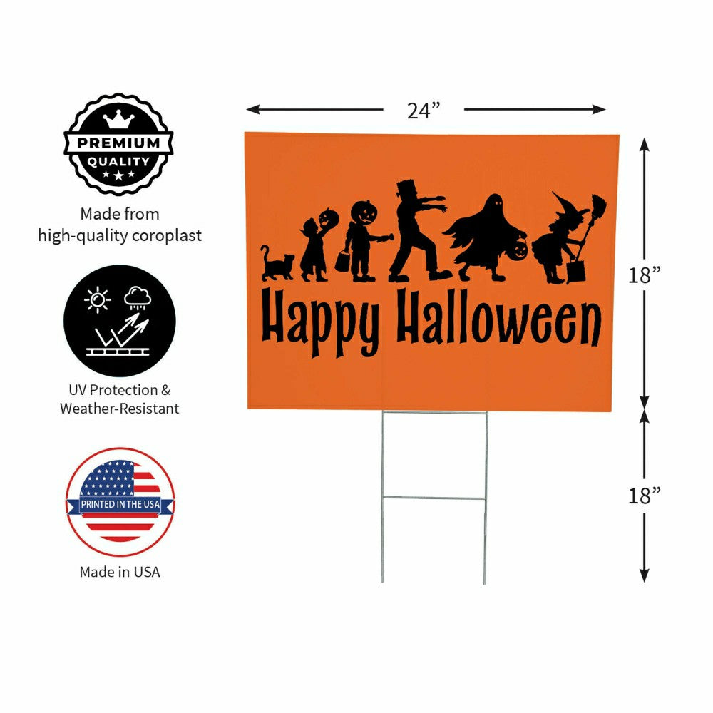 Plow & Hearth HALLOWEEN COROPLAST Yard Sign,"Happy Halloween",24"x18"