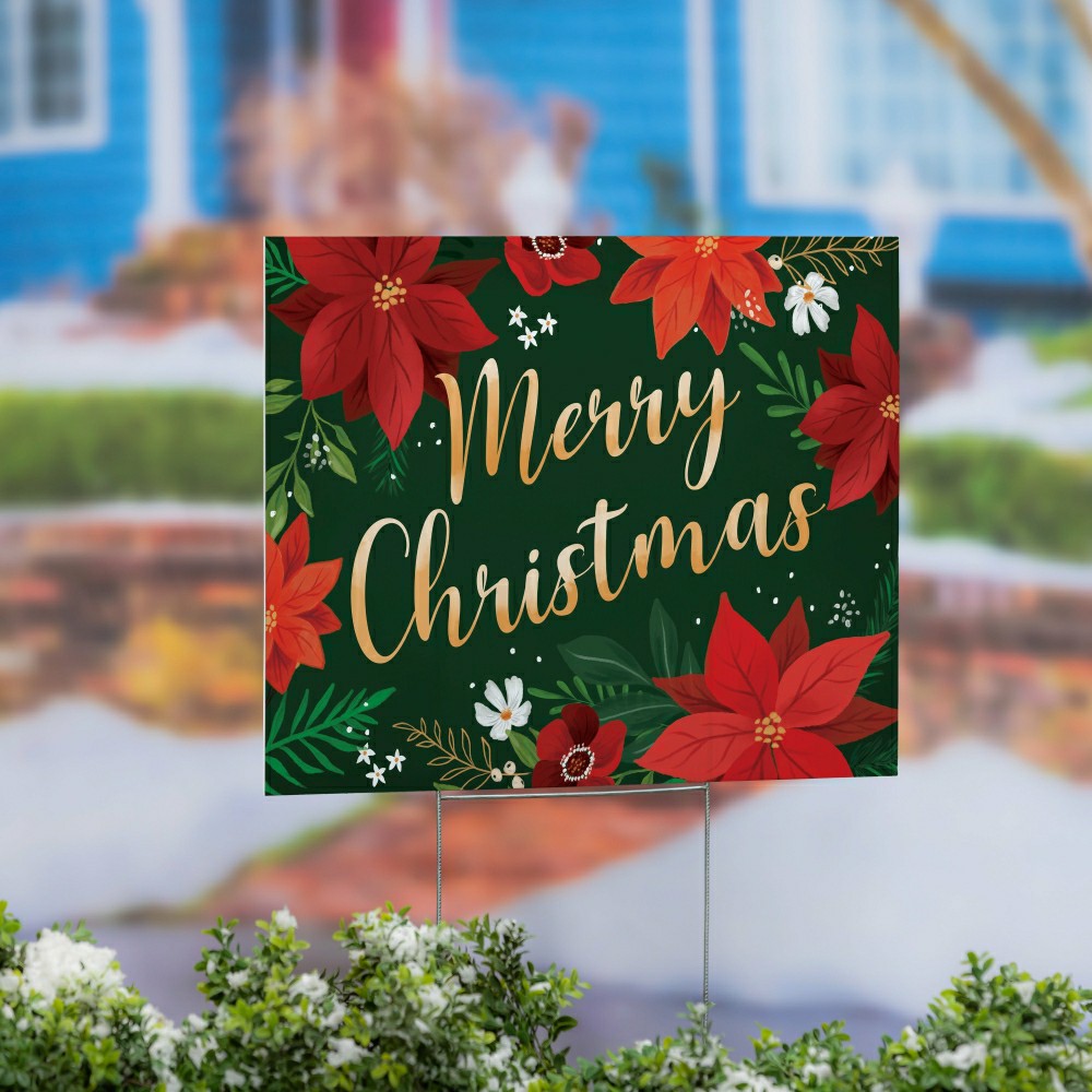 Plow & Hearth COROPLAST Yard Sign, "MERRY CHRISTMAS", 24"x18"