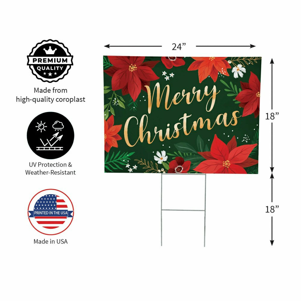 Plow & Hearth COROPLAST Yard Sign, "MERRY CHRISTMAS", 24"x18"
