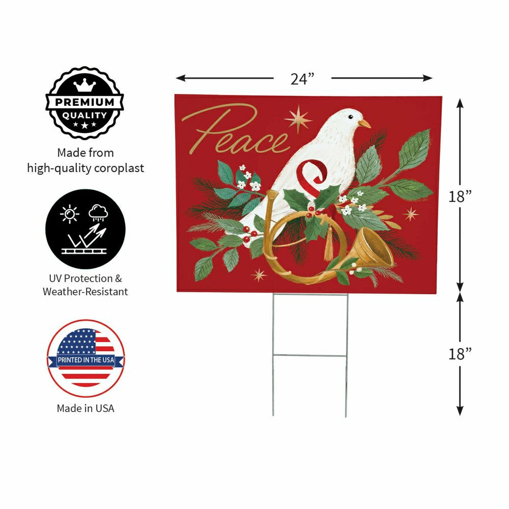 Plow & Hearth Dove of Peace COROPLAST Yard Sign, 24"x18"