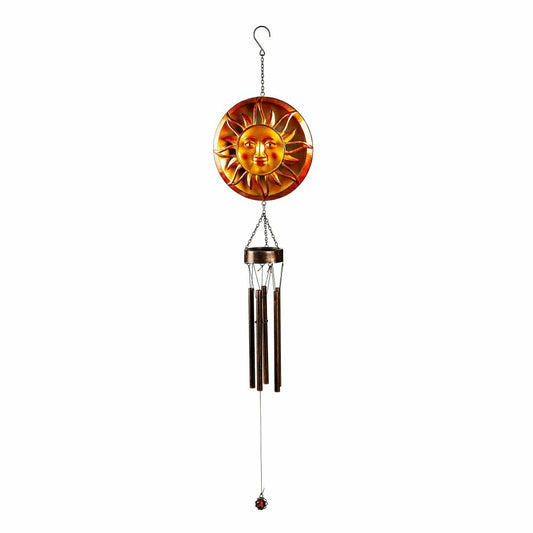 Plow & Hearth Metal Embossed Sun Wind Chime, Set of 2
