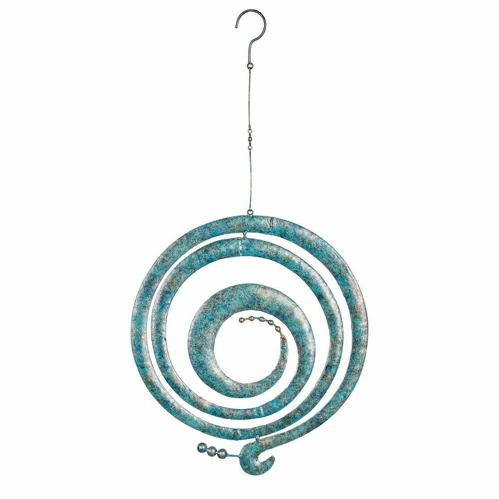 Plow & Hearth Distressed Blue Circle Metal Hanging Décor