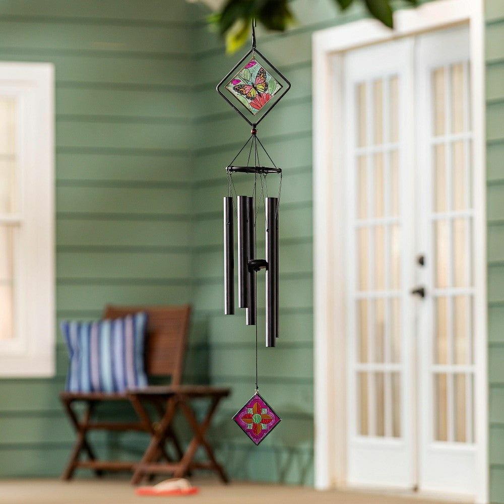 Plow & Hearth Avria Wind Chime, Hand Tuned Wind Chime, Monarch Butterfly, 36" H