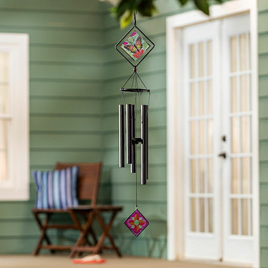 Plow & Hearth Avria Wind Chime, Hand Tuned Wind Chime, Monarch Butterfly, 36" H