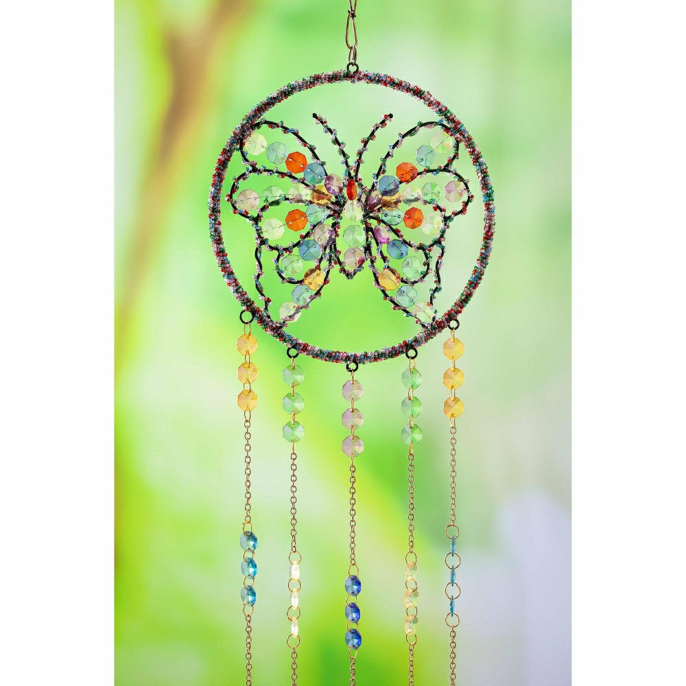 Plow & Hearth Garden of Wonder Wind Chime, Beaded Glass, Butterfly