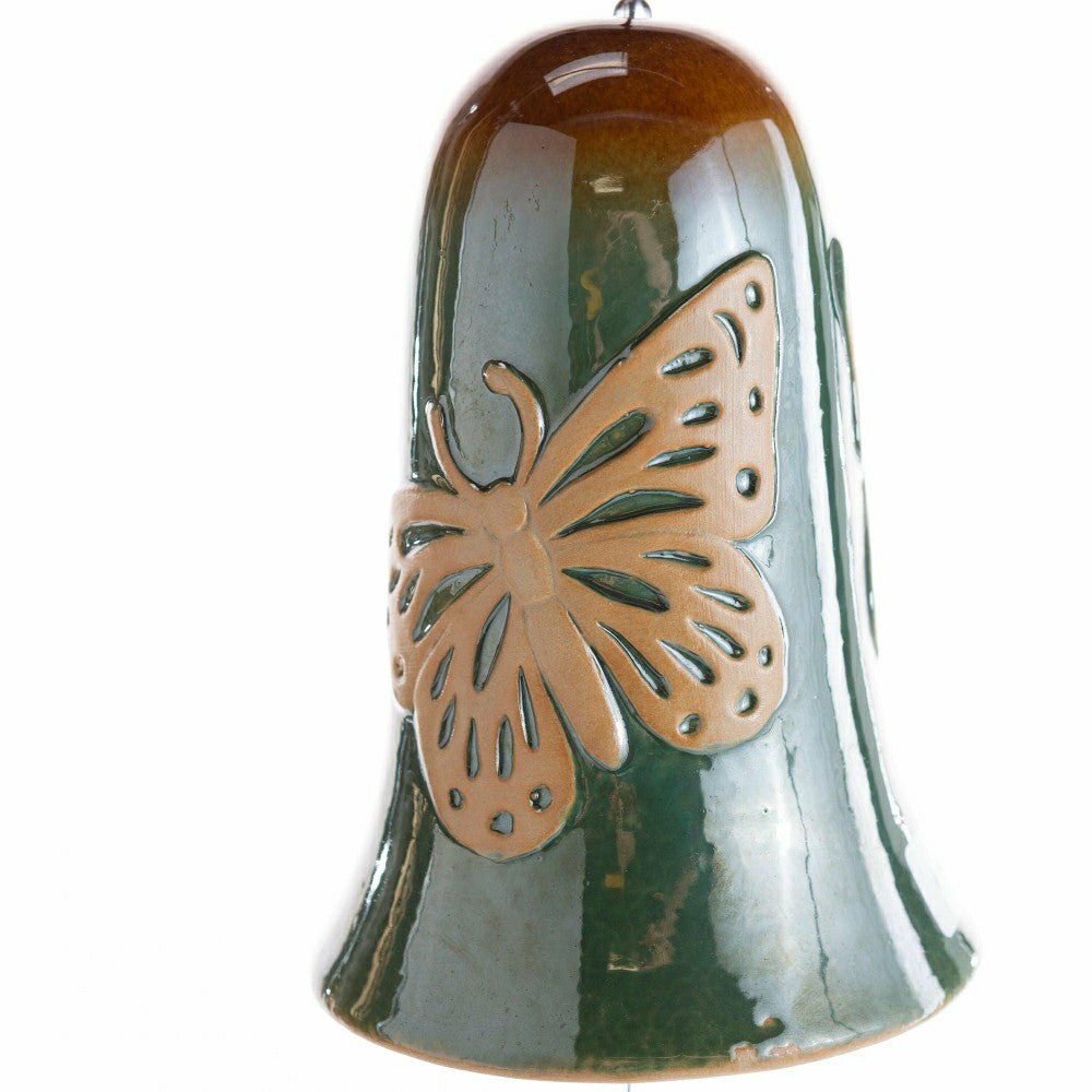 Plow & Hearth Bly-Green Porcelain Bell with Butterflies